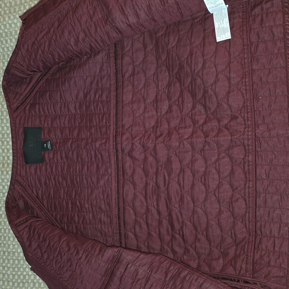 J.CREW Classic Burgundy Wine Quilted Jacket Size XS - Picture 5 of 11